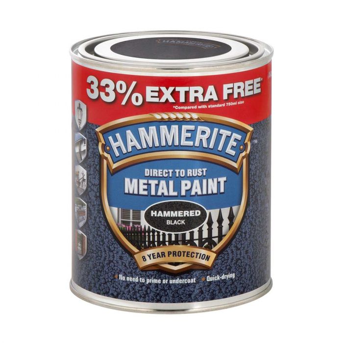 Dulux Hammerite Metal Paint Hammered Black 33% Free 1L