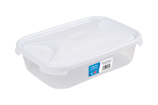 Cuisine Rect Food Box & Lid Clear/Ice White 800ml