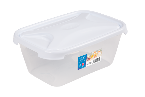 Cuisine Rect Food Box & Lid Clear/Ice White 1.2L
