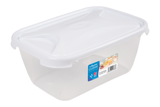Cuisine Rect Food Box & Lid Clear/Ice White 2L