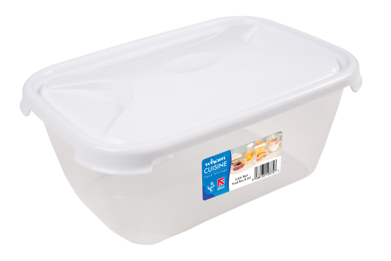 Cuisine Rect Food Box & Lid Clear/Ice White 3.6L
