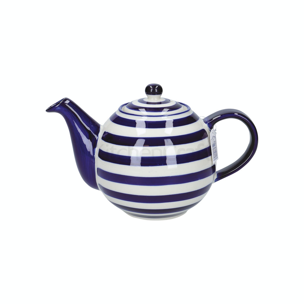 London Pottery Blue Bands 4 Cup 900ml Globe Teapot