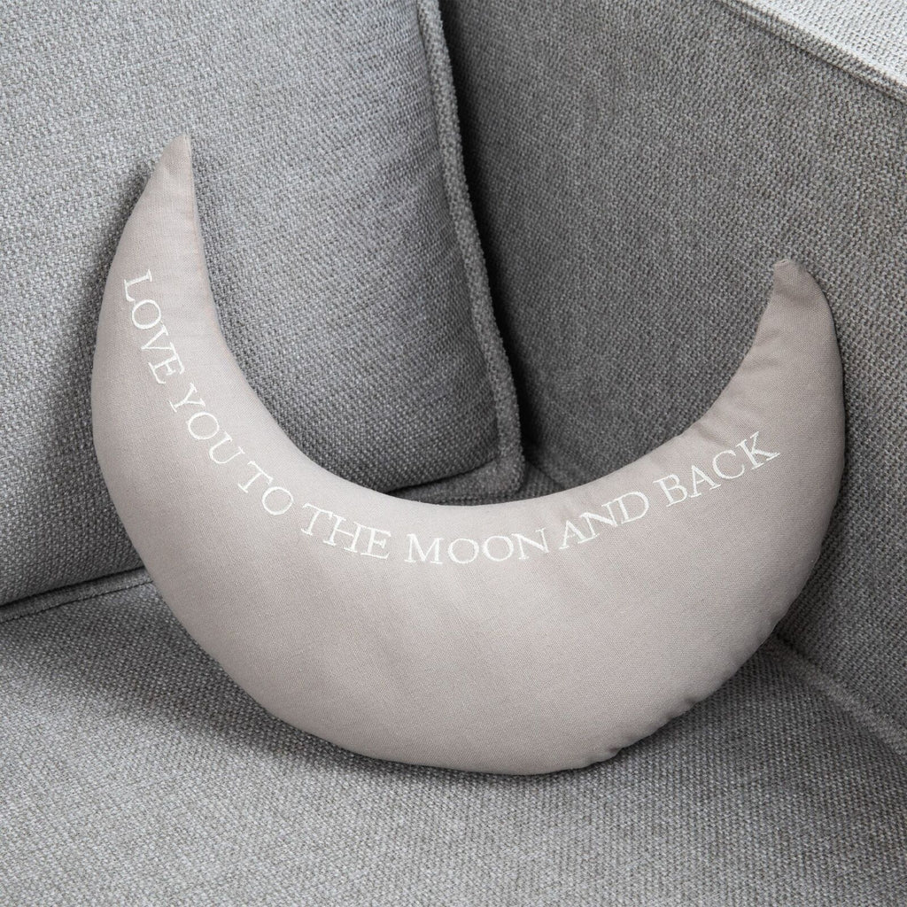 Bambino Linen Moon Shaped Cushion - Love You To The Moon and Back